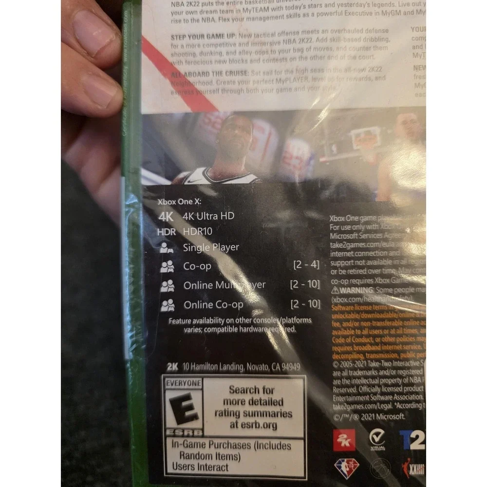 NBA 2K22 Microsoft Xbox One Game E 2K 4K HDR NTSC-U/C Basketball Multiplayer